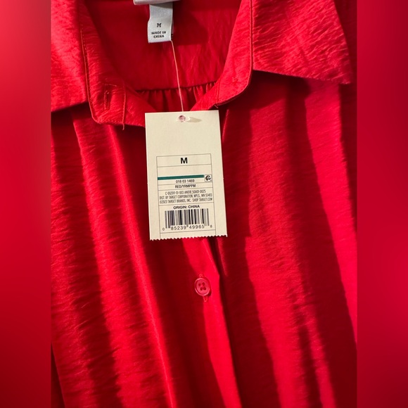 Women's Long Sleeve Collared Midi Crepe Shirtdress - A New Day™ Red Medium. NWT - Picture 6 of 9